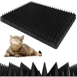 12 Pack Upgraded Black Cat Repellent Mat - 16" x 13" Scat Mat for Cats Has Uneven Spikes is an Effective Scat Mats for Dogs, Stray Cat Repellent Outdoor & Indoor to Deter Cats, Dogs & Small Animals (Large)