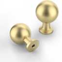 9BUILD 10 Pack 1-1/2 Inch Brushed Gold Cabinet Knobs - Round Drawer Knobs for Kitchen & Dresser Drawers