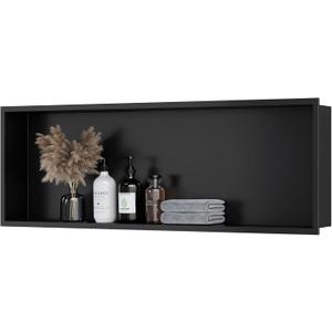 Neodrain Shower Niche, Insert Bathroom Storage Shower Shelf, Stainless Steel Recessed Wall Niche No Tiled Recessed Cabinet Waterproof for Shower Storage (Matte Black,36"x12")
