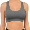 Black Sports Bras Workout Tank for Women Yoga Gym Top with Built Bra Woman Seamless Crop Fitness Racerback Bra Top (Gray, S)
