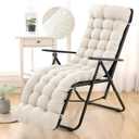 Patio Lounge Chair Cushion, Waterproof Zero Gravity Chair Cushions with Ties, 66x21x4 Inches Chaise Lounge Chair Cushion for Outdoor Indoor Furniture, Cream (Only Cushion) (1P)