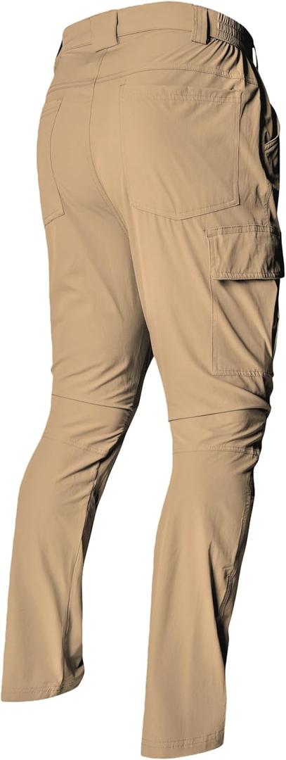 Work Pants for Men Waterproof Lightweight Quick Dry Travel Fishing Camping Men Hiking Cargo Pants Outdoor 6 Pockets (Beige, XL)