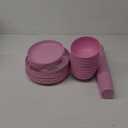Teivio 32-Piece Kitchen Plastic Wheat Straw Dinnerware Set, Service for 8, Dinner Plates, Dessert Plate, Cereal Bowls, Cups, Unbreakable Colorful Plastic Outdoor Camping Dishes, Pink