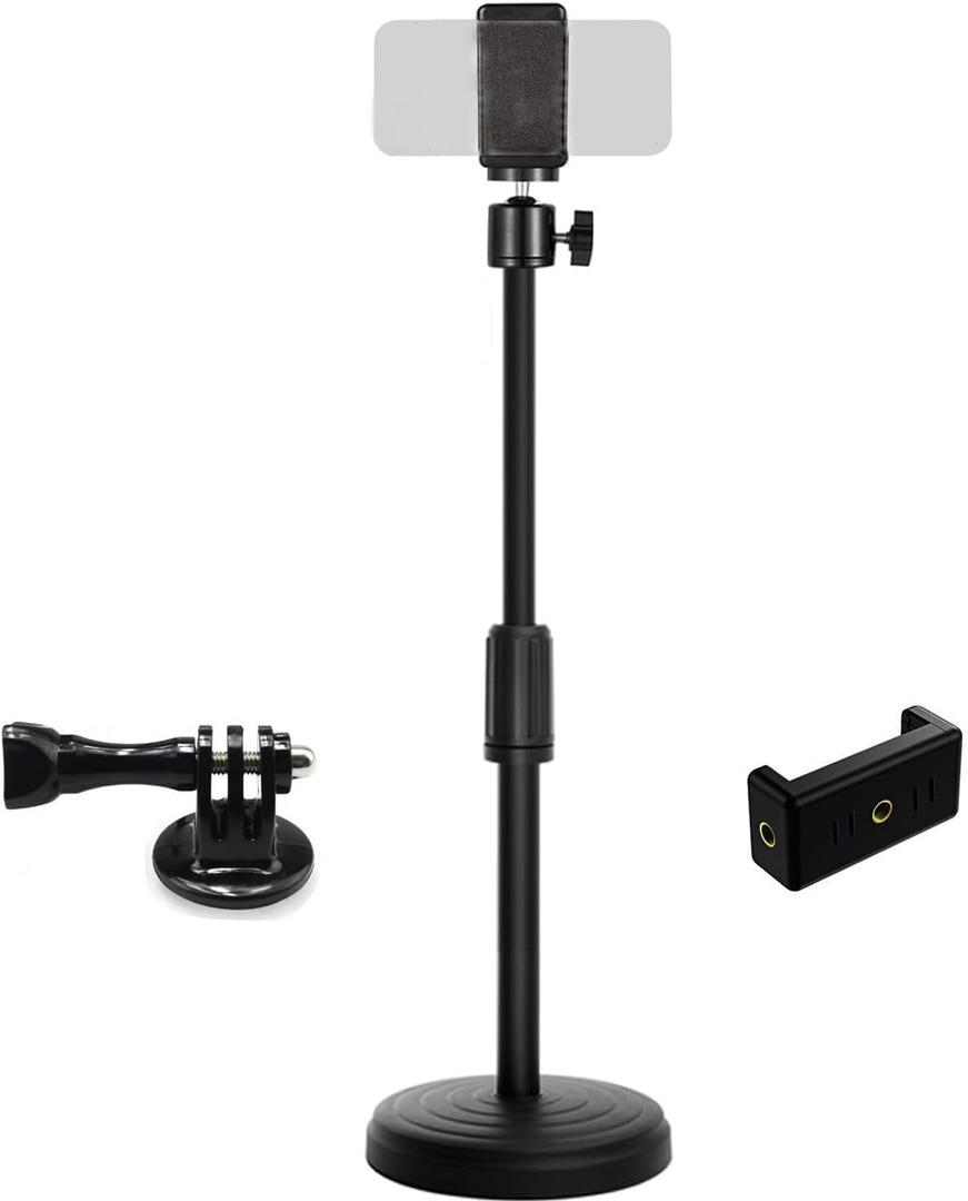 Metal & Stainless Steel Webcam Tripod Stand with Phone Holder, 1/4 Threaded Universal Mount Compatible with C922, C920S Webcams, for Live Streaming/Video Conferencing/Online Classes