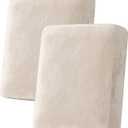 H.VERSAILTEX Velvet Stretch Couch Cushion Cover Plush Cushion Slipcover for Chair Loveseat Sofa Cushion Furniture Protector Seat Cushion Sofa Cover (2 Piece Medium Sofa Cushion Covers, Ivory)