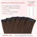 Hairro 6pcs Clip In Short Human Hair Extensions, Single Clip Design 100% Real Hair with Lace Weft, Seamless Thin Hairpieces Add Highlights, 10 Inch Short 31g #2R Dark Brown