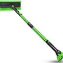 SEAAES 56 Inch Truck Snow Brush Scraper Long Handle, Heavy Duty Extendable Snow Broom for SUV, Windshield Ice Scraper with Foam Grip for Car Automobile Vehicle Window  Green