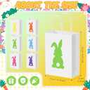 Silkfly 48 Pieces Easter Bunny Gift Bags Bulk White Easter Party Favor Bags with Handle Treat Bunny Candy Goodies Favor for Party Supplies Decoration
