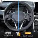 Uxcer Nappa Leather Steering Wheel Cover, Universal 14.515 Inch Non-Slip Breathable Steering Wheel Cover for Cars, Black