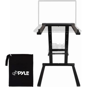 Pyle Portable Folding Laptop Stand - Foldable Laptop Stand with Adjustable Height, Secondary Accessory Tray for iPad, Tablet, DJ Mixer, Workstation, Gaming, Home Use and Carrying Bag Included