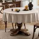 MIULEE 90 Inch Round Tablecloth, Linen Textured Table Cloth, Waterproof Stain Resistant Washable Table Cover for Dining Room, Wedding, Party, Outdoor, Ivory