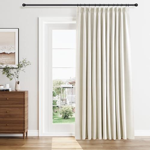 100% Blackout Pinch Pleated Linen Curtains 84 Inch Length 60 Inch Width for Bedroom Living Room Full Light Blocking Thermal Insulated Pinch Pleat Curtains Room Darkening Natural Cream 60x84 1 Panel