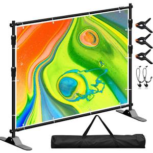 Photo Backdrop Banner Stand Kit, Heavy Duty 10 x 8 FT Adjustable Telescopic Tube Back Drop Display Stand, Step and Repeat Stand for Party Photography Trade Show Booth Background, with Clips