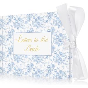 8.5 x 7 Inch Wedding Guest Book Letters to the Bride Scrapbook Wedding Memory Book Bridal DIY Blank Paper Scrapbook Photo Album Guest Sign (Blue,Classic)