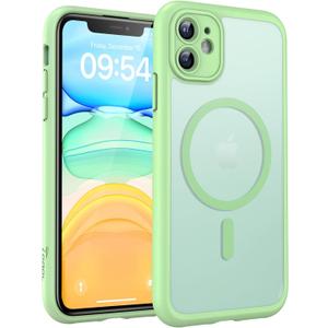 TOCOL Magnetic for iPhone 11 Case, Upgraded Full Camera Protection, Compatible with Magsafe, Military Grade Protection, Bumper for iPhone 11 6.1 Inch, (Light Green)