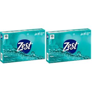 Zest Bar Soap - Enriched with Vitamin E - Moisturizing Body Soap - Gentle Soap - Paraben-Free Soap Bar - Suitable for All Skin Types - Aqua - 16 Pc (Pack of 2)