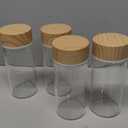 Nuogo 4 Pack Glass Bottles with Lids 12 oz Juicing Bottles Reusable Wide Mouth Glass cups Airtight Leak Proof Drinking Milk Water Tea cups for Storage (Wood)