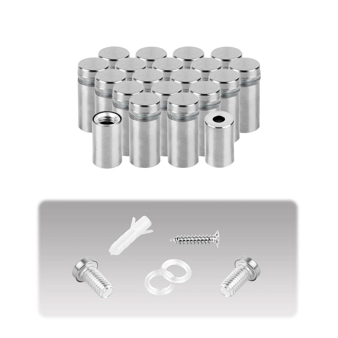 Standoff Screws for Acrylic 1/2 x 1 inch Stainless Steel Wall Sign Silver Standoff Mounting Hardware 20 Pack