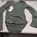 MANGOPOP Women's Long Sleeve Bodysuit Crew Neck Sweater Slim Fitted Body Suit Thermal Fleece Ribbed Knit Fall Tops 2025,S