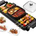 2 in 1 Electric Hot Pot with Grill, 2800W Indoor Smokeless Korean BBQ Grill Shabu Shabu Pot, Removable Non-stick Hotpot Pot Combo KBBQ with Divider & Separate Dual Temperature Control for 2-12 People