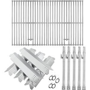 BQMAX Grill Parts for Nexgrill 5 Burner Gas Grill 720-0888 720-0888A 720-0888N, Cooking Grate, Heat Plates Shield and Burner for Nexgrill 5 Burner Replacement Parts for 720-0888 Nexgrill Parts