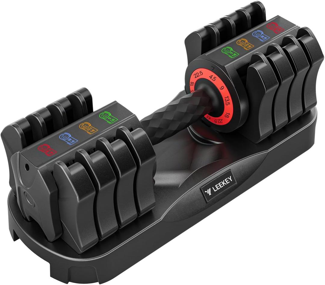 LEEKEY Adjustable Dumbbells, Dumbbells with Anti-Slip Handle for Exercise & Fitness Fast Adjust Weight, Innovative Workout Equipment, Dumbbell Set Adjustable Weight