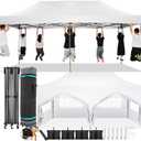 COBIZI 10x20 Pop Up Canopy with 6 Sidewall,Heavy Duty Canopy UPF 50+ All Season Wind Waterproof Commercial Outdoor Wedding Party Tents for Parties Canopy Gazebo with Roller Bag(10 x 20 ft White)