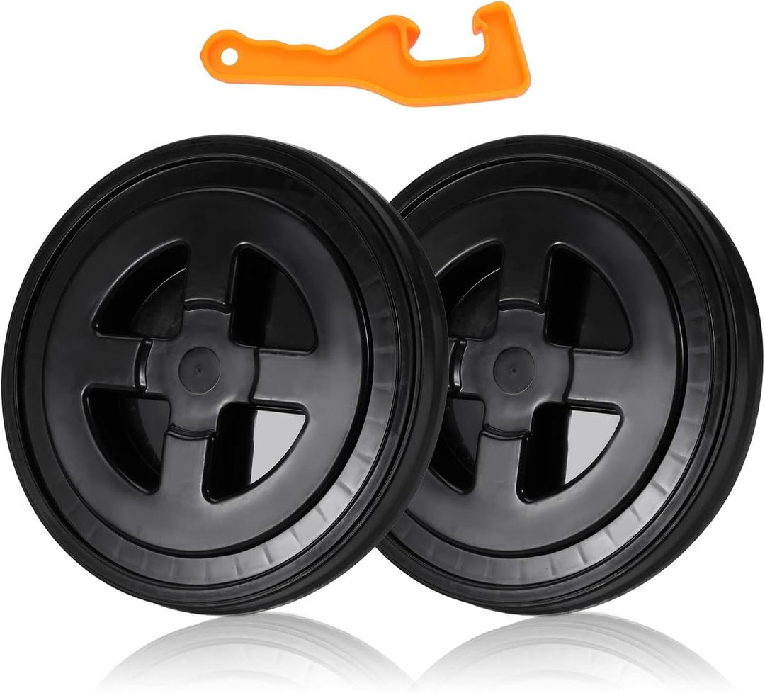 2 Pieces 5 Gallon Bucket Lid with Bucket Lid Opener,Plastic Storage Bucket Leak-Proof Screw Seal Lids,Pet Food Storage Container Lid for Home Paint Storage Buckets (Black) 2 Pieces 5 Gallon Bucket Lid with Bucket Lid Opener,Plastic Storage Bucket Leak-Proof Screw Seal Lids,Pet Food Storage Container Lid for Home Paint Storage Buckets (Black)