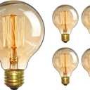 CTKcom Vintage Edison Bulb(4 Pack)- Antique Incandescent Bulbs Dimmable 40W Equivalent Warm Yellow Lamps, for Loft Coffee Bar Kitchen Home Light Fixtures Squirrel Cage Filament E26/E27 Base G80 110V