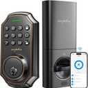 Keyless Entry Door Lock, WiFi Smart Keypad Front Door Deadbolt, Supports Amazon Alexa Voice Control, Google Assistant, Online App Control, Anti-Peeping Password, One-Time Code, Auto Lock (Brown trim)