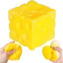 Yellow Cheese Squishy Slow Rising Toy, Soft Squeeze Cheese Block Fidget Toy, Stress Relief Sensory Toy for Kids Adults, Cute Desk Decor & Gift, Easter Basket Stuffers, Office Classroom Fidget Pack
