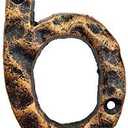 2 Pack 5.5 Inch House Numbers, Cast Iron Home Address Number, Featuring Solid/Heavy Duty & Sturdy, Uneven Bronze-colored,Number 6