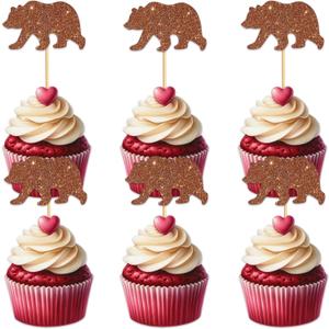 18 Pieces Glitter Beer Cupcake Topper for Wild Animal Theme Party Favors Decorations Men Women Happy Birthday Party Decor Supplies set