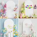 Wokceer 7.2 FT Wedding Arch Backdrop Stand and White Arch Cover, Metal Arch Stand with Arch Stand Cover for Birthday Party Wedding Ceremony Bridal Baby Shower Event Decor