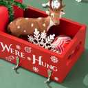 CIEOVO Christmas Stocking Holder Decorative Wooden Box with Hooks Mantle Stockings Hanger Christmas Decoration Gift Box Stocking Holder for Xmas Holiday Festival Fireplace Mantel