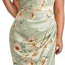 Floerns Women's Plus Size Satin Spaghetti Strap Cowl Neck Wrap Party Cami Dress XL