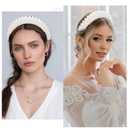 3 x YISSION 1PC White Pearl Headband for Women Non Slip Jeweled Head Band Sparkly Beaded Hairband Fashion Padded Headbands for Women Wedding Bridal Headband Hair Accessories for Women Girls