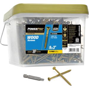 Power Pro Premium Exterior Wood Screws, #9 x 3 Inch All-Purpose Deck Screws for Outdoor Projects, T-25 Star Bit Included, Bronze, 2000 Pieces | 967788V4