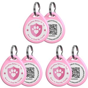 Cat Tags Personalized Small, QR Code Cat Name Tag for Kitten Collar, Cats Tracker Scan Location Alerts, Pink S