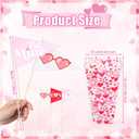 Thyle 6 Pack Valentine's Day Gifts Buckets with Label Flags, Red Heart Popcorn Treat Buckets Plastic Heart Party Favor Boxes for Valentine Gifts Filling Galentine Party Supplies Weddings Anniversary