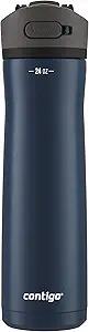 Contigo Ashland 2.0 LeakProof Water Bottle with Lid Lock and Angled Straw, Dishwasher Safe, Interchangeable Lid, 24oz, Blueberry