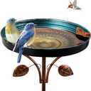 DREAMSOUL 38 Inch Bird Bath with 5 Prongs Stake, Vintage Bird Bath for Outside, Garden Metal Birdbath Stake for Yard Lawn Decor