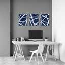 HOMEOART Blue Abstract Wall Art Navy Blue Bathroom Decor Blue Pictures Wall Decor Modern Home Decor Geometric Canvas Wall Art Framed 12x16inchx3 Piece (Navy Blue)