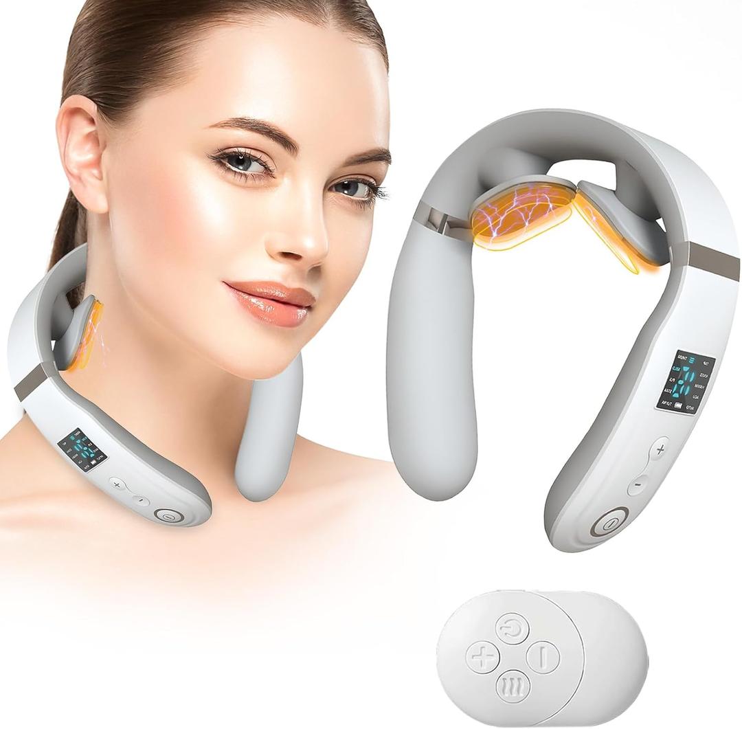 asomooh Neck Massager for Pain Relief Deep Tissue,Electric Portable Neck Massager with Heat for Women Men