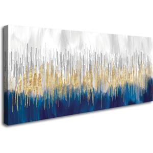 XXMWallArt FC3175 Abstract Wall Art Gold and Blue Canvas painting Artwork Painting Print for Living Room Bedroom Kitchen Home and Office Wall Decor (60L" x 30W")