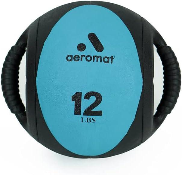 AEROMAT Dual Grip Power Medicine Balls for Abdominal Training and Rotational Movements - 9" Diameter - Weights Color-Coded, 9cm/12-Pound