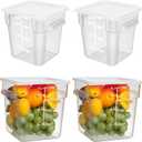 Lallisa 4 Pcs 8 Qt and 4 Qt Clear Food Storage Containers with Lids, Handles and Scales, Commercial Grade Square Containers Polycarbonate Air Tight for Home Storage Kitchen Restaurant(White)