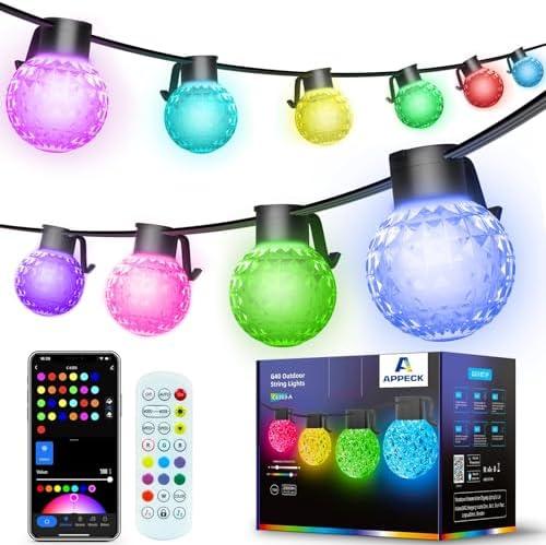 PAIFAM Outdoor String Lights 50FT, 25 Dimmable Color Changing LED Patio Lights with 54 Scene Modes, Warm White LED Bulbs for Outside, Christmas, Work with Alexa, Google, APP Control, IP65 Waterproof