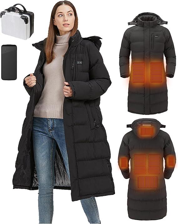 Windpost Heated Jackets for Women, Womens Heated Jacket 8 Heating Zones with 10000mAh Battery Pack, Heated Coats for Women, Size: Small