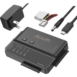 Alxum 3-in-1 USB C to SATA & IDE Adapter with Hard Drive Cloning - 5Gbps High Speed Data Transfer, Supports Simultaneous Reading of Two DrivesSATA III & IDE 133 HDD/SSD Included 12V2A Power Adapter